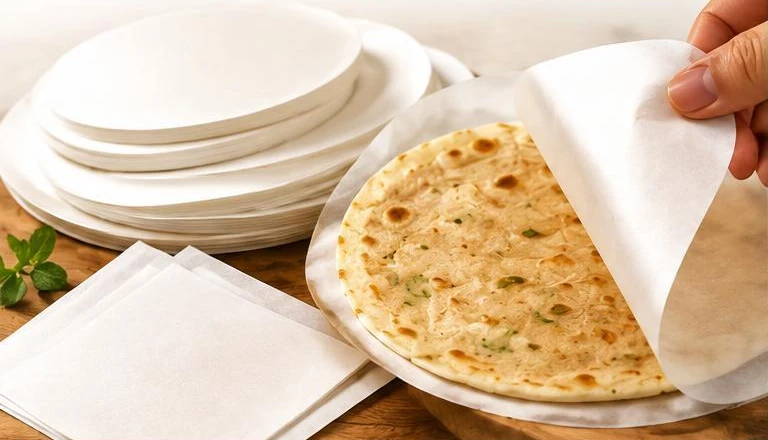 Handheld Pancake Oil-Separating Paper shown in the Zhongji Paper product brochure