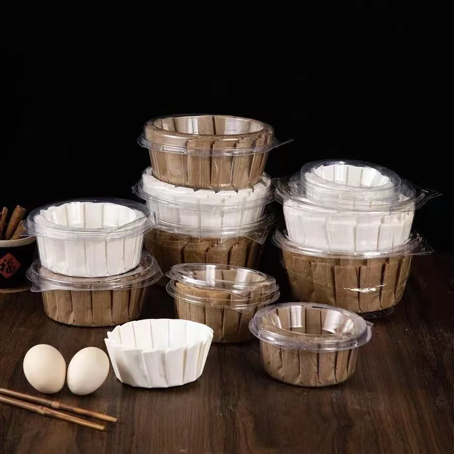 Brown and white paper liners in clear blister packs