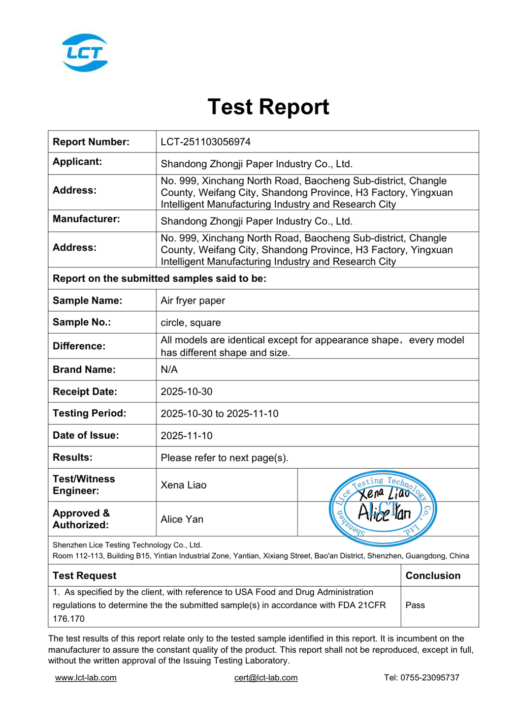 Air fryer paper FDA report